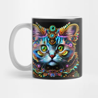 Cat Kitten Art Nouveau Psychedelic Trippy Rainbow Mug